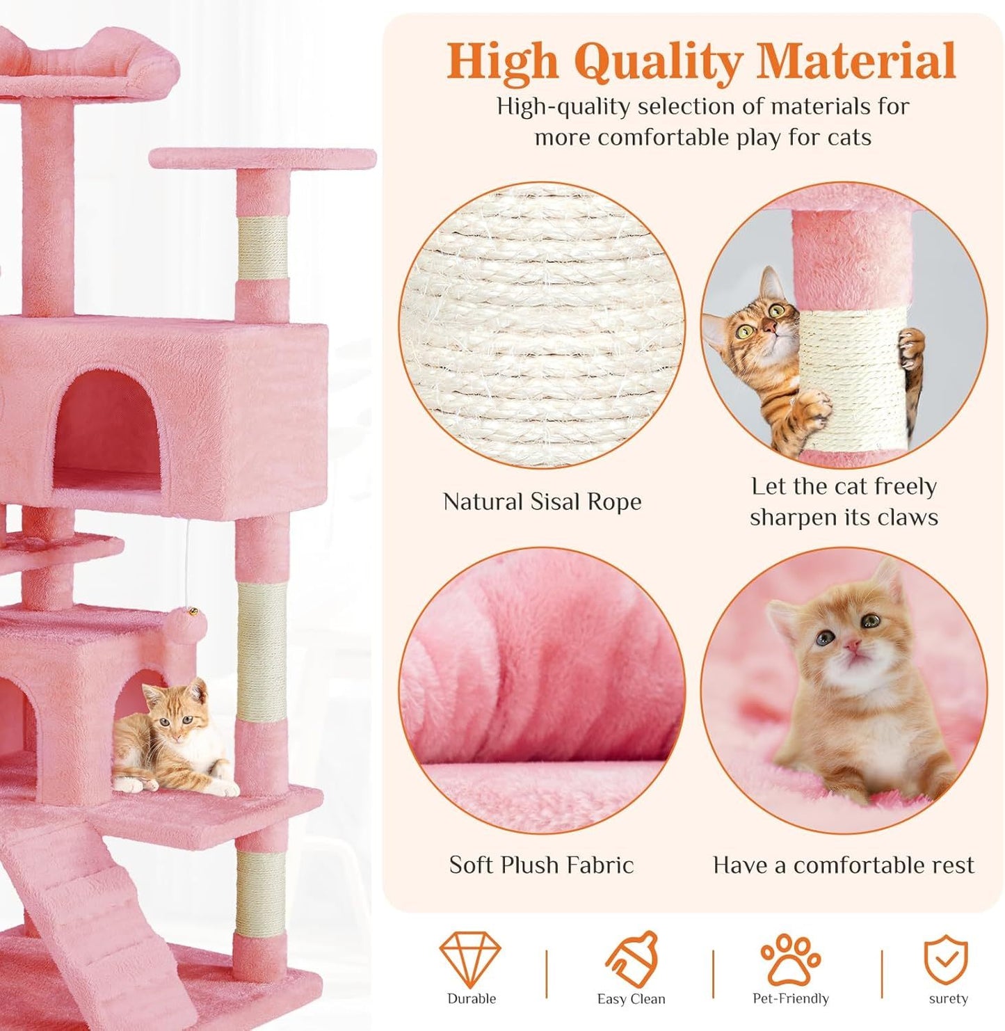 Cat Tree Tower – Multi-Level Condo with Sisal Posts, Ladder & Plush Toys