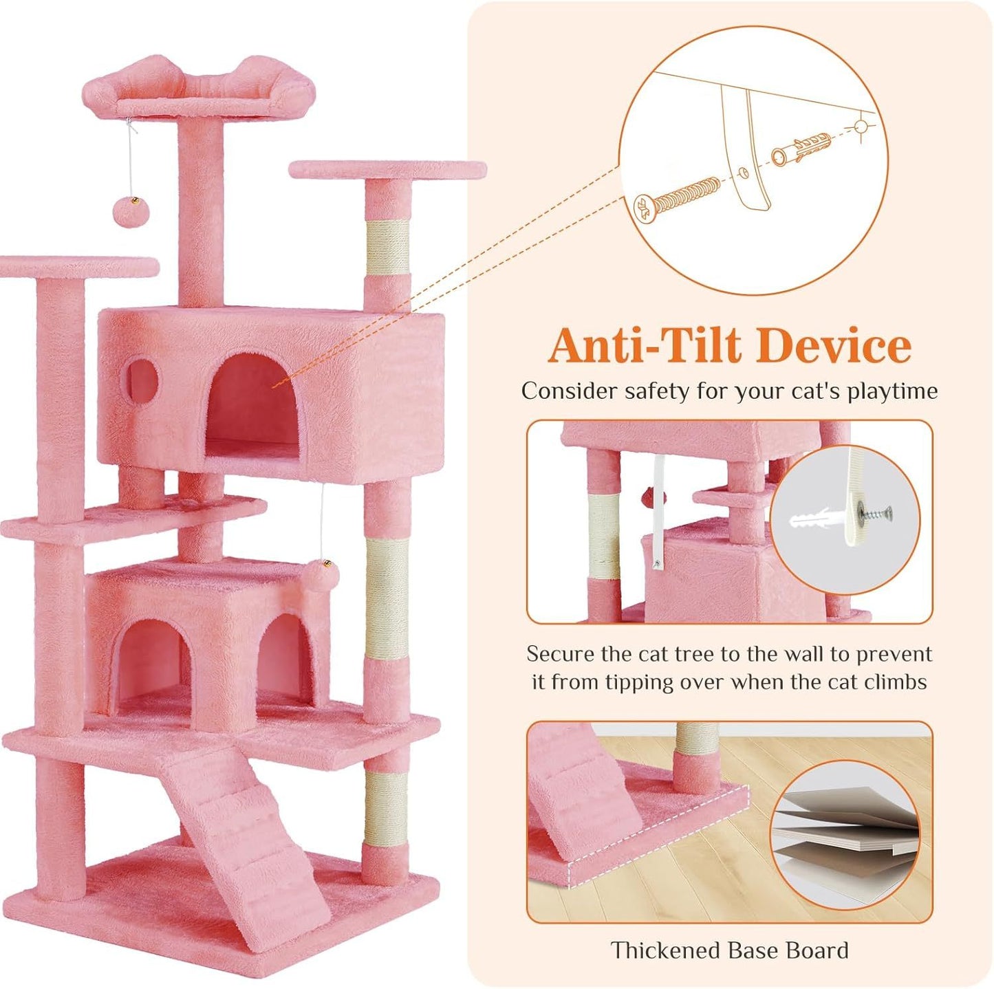 Cat Tree Tower – Multi-Level Condo with Sisal Posts, Ladder & Plush Toys