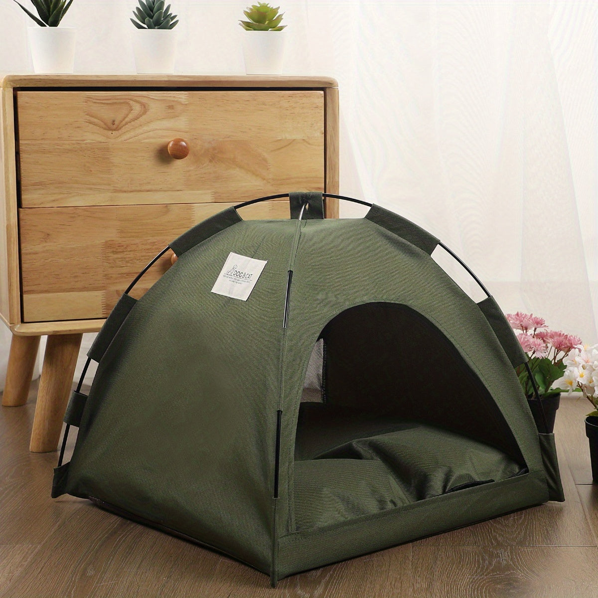 Cat Tent Bed with Removable Non-Slip Soft Pad – Portable, Breathable, Self-Cooling Kitten Tent Mat.