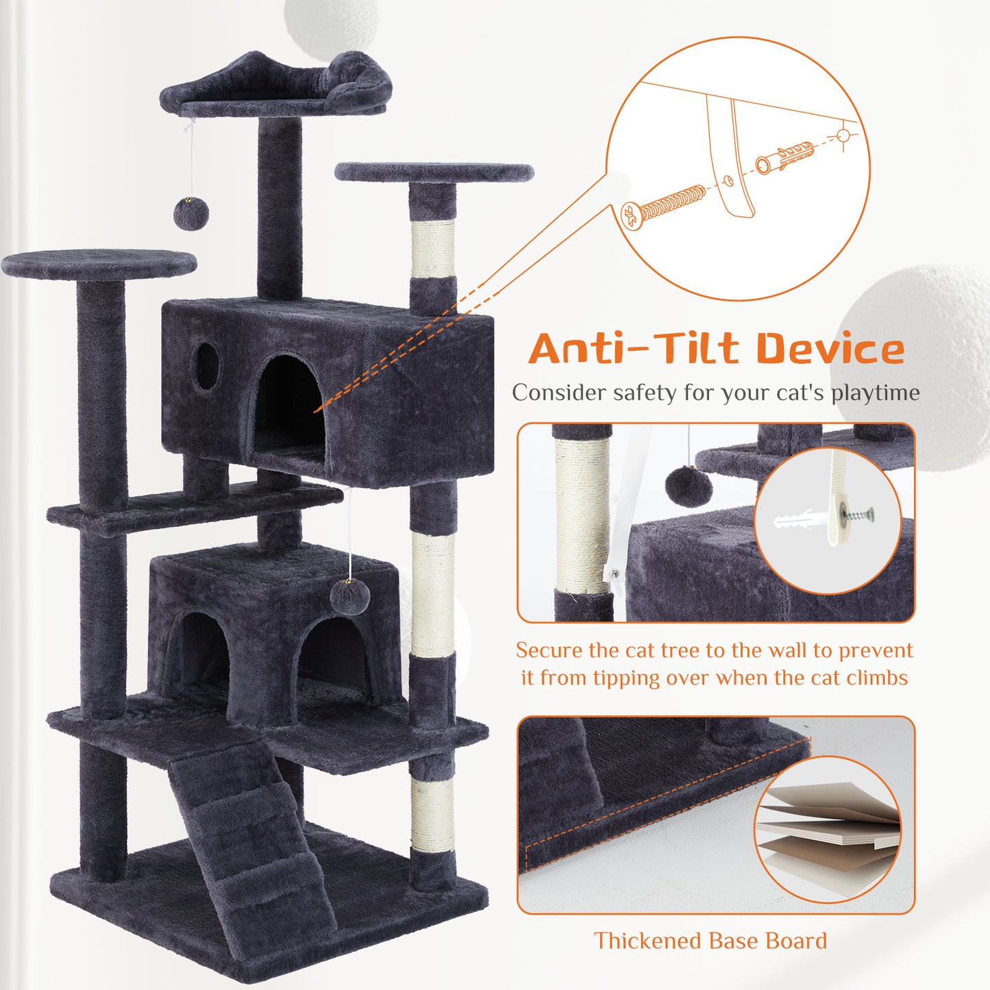 Cat Tree Tower – Multi-Level Condo with Sisal Posts, Ladder & Plush Toys
