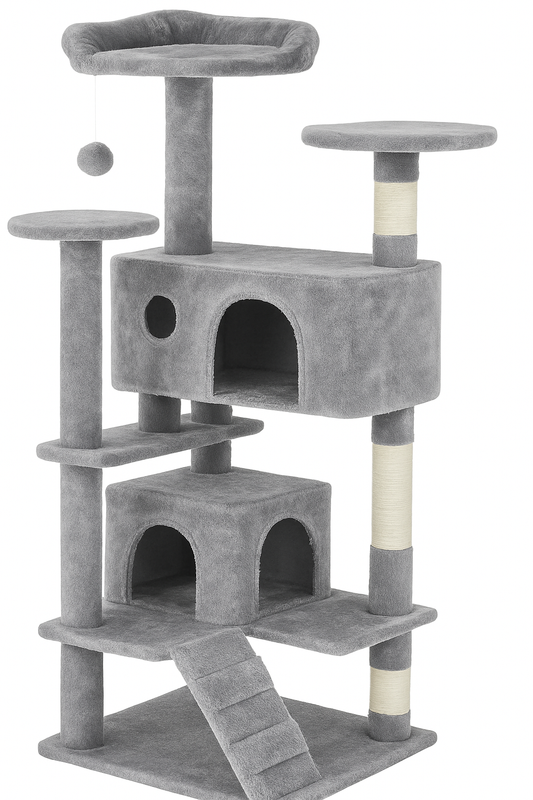 Cat Tree Tower – Multi-Level Condo with Sisal Posts, Ladder & Plush Toys