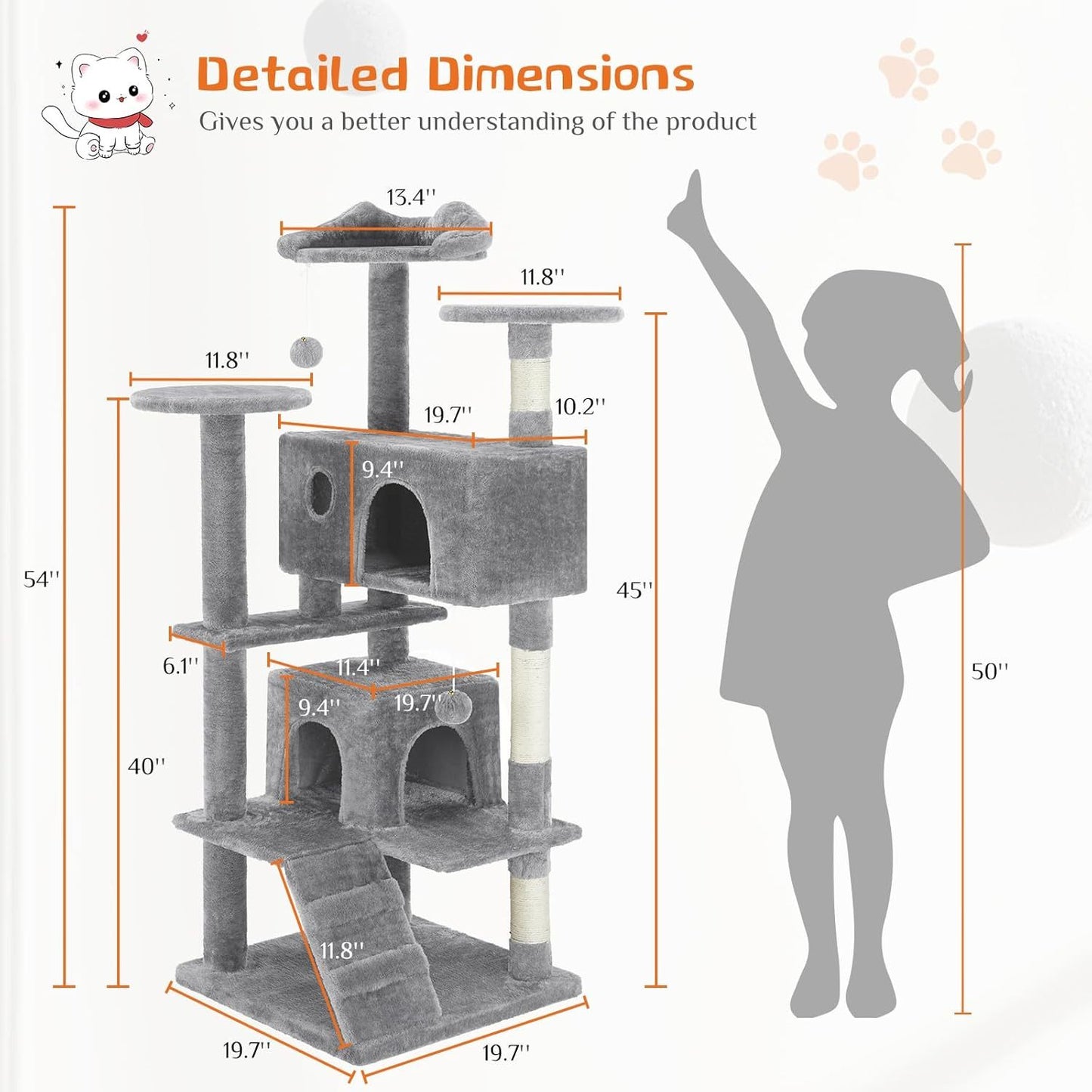 Cat Tree Tower – Multi-Level Condo with Sisal Posts, Ladder & Plush Toys