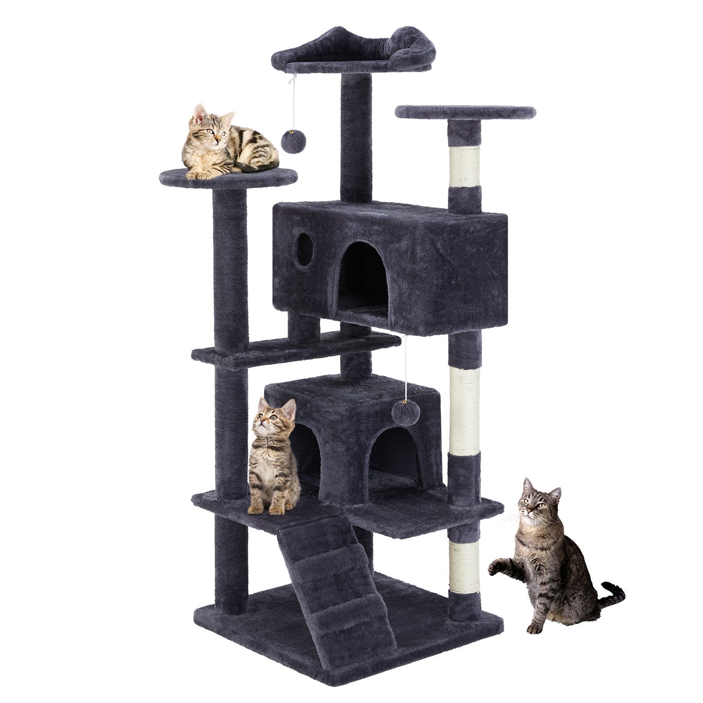 Cat Tree Tower – Multi-Level Condo with Sisal Posts, Ladder & Plush Toys