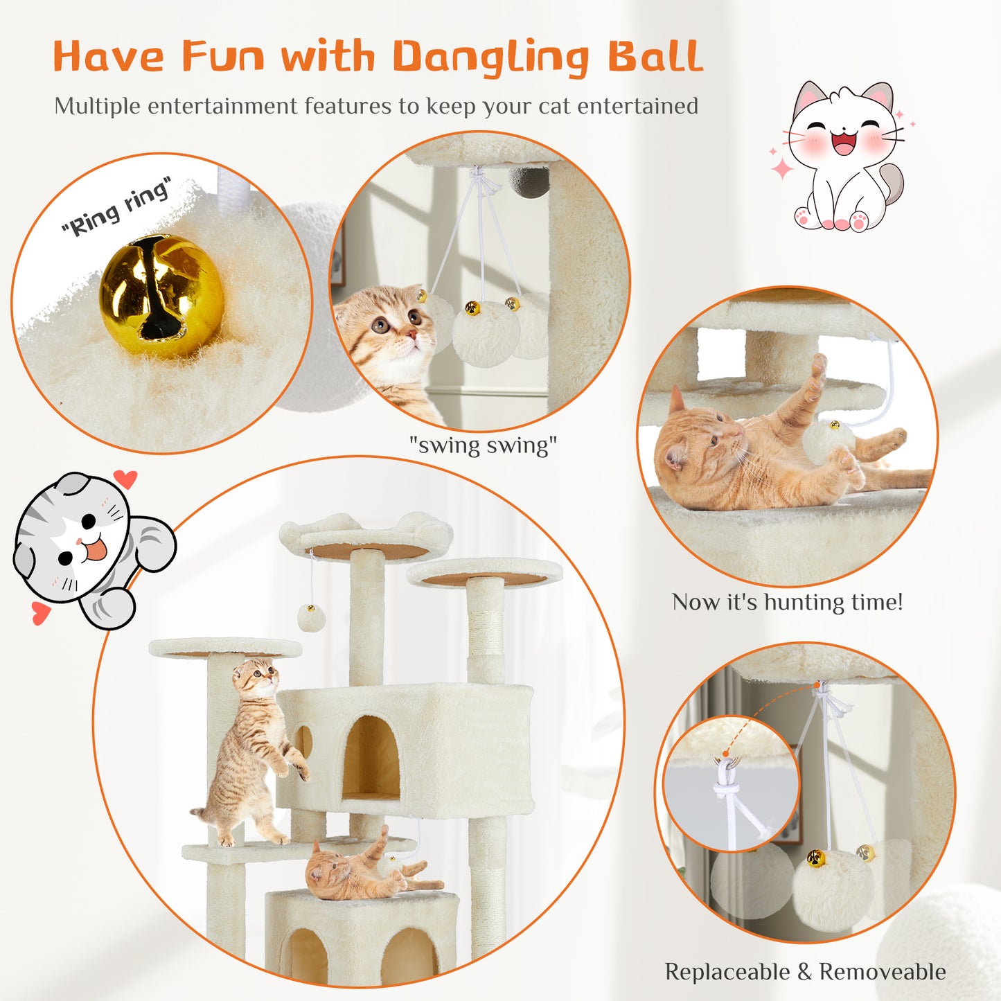 Cat Tree Tower – Multi-Level Condo with Sisal Posts, Ladder & Plush Toys