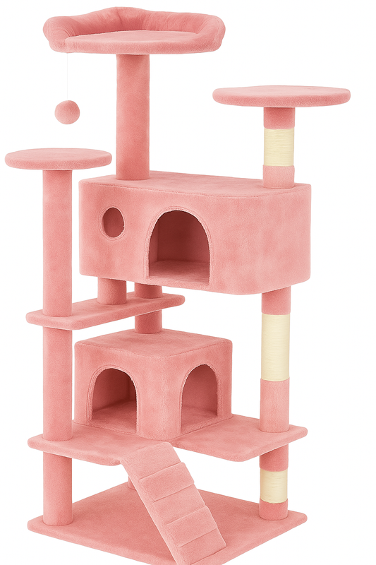 Cat Tree Tower – Multi-Level Condo with Sisal Posts, Ladder & Plush Toys