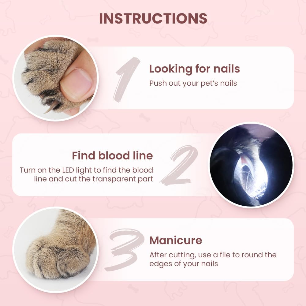 LED Pet Nail Clipper-- Safe, Bright & pain-free Nail Trimming for Cats & Dogs