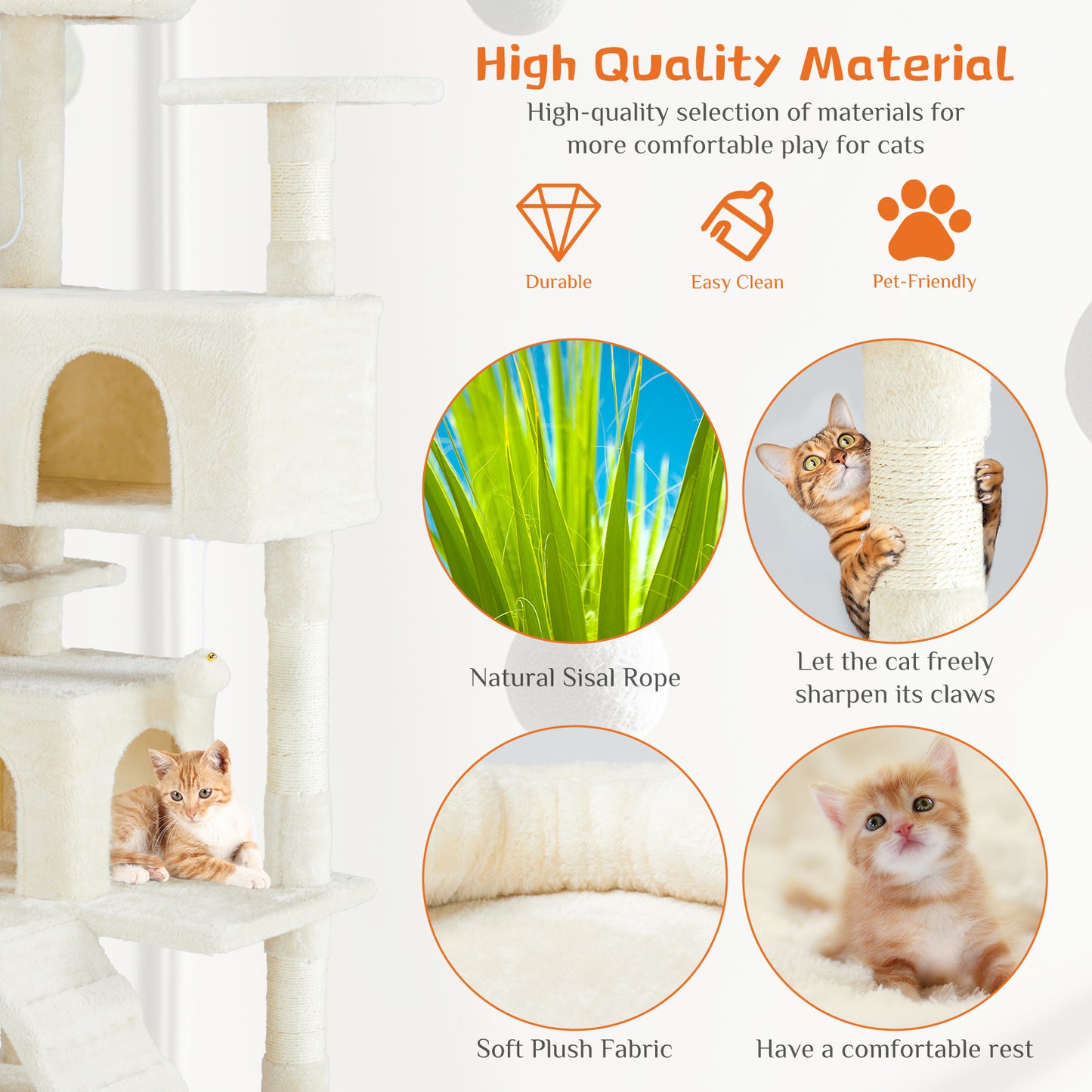Cat Tree Tower – Multi-Level Condo with Sisal Posts, Ladder & Plush Toys