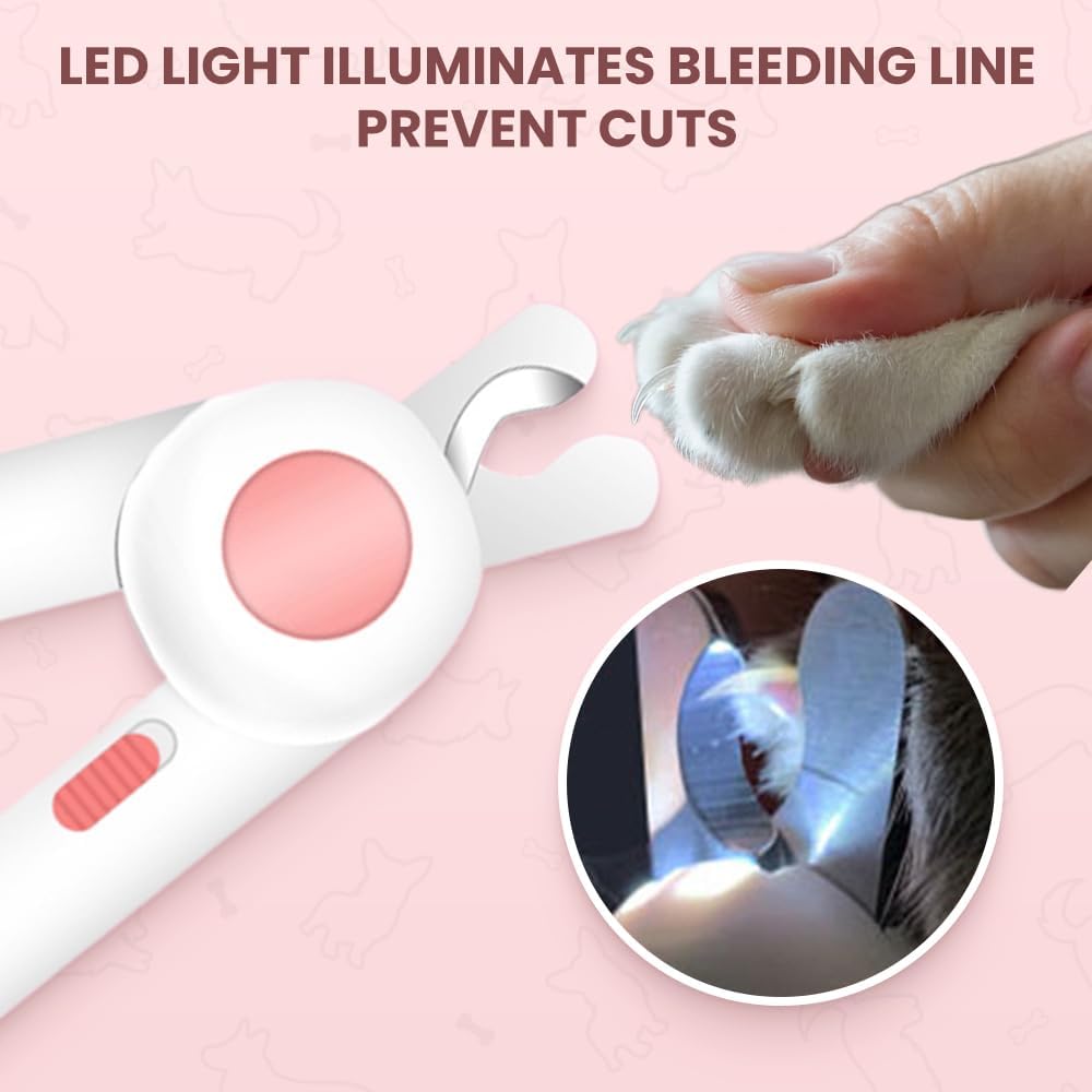 LED Pet Nail Clipper-- Safe, Bright & pain-free Nail Trimming for Cats & Dogs