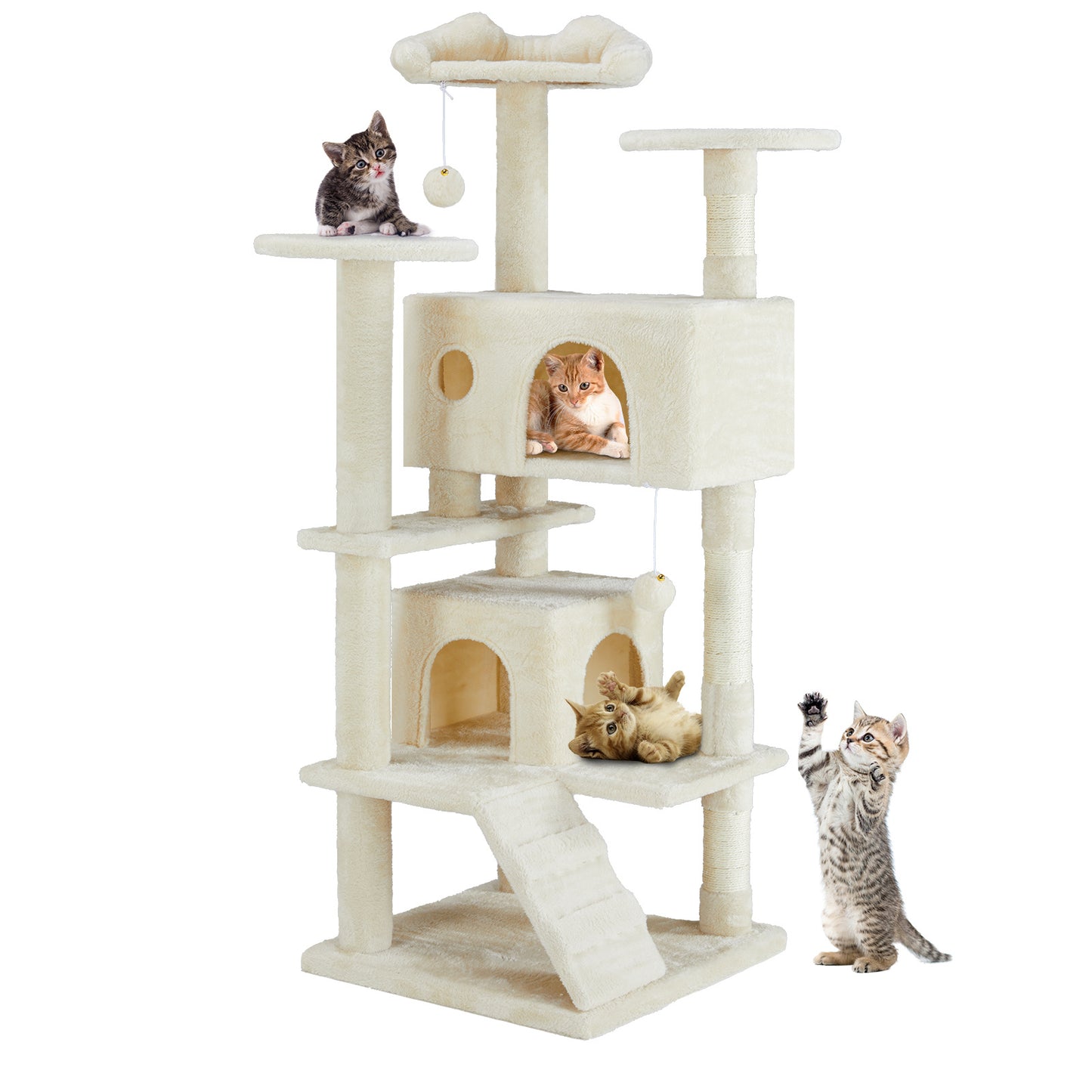 Cat Tree Tower – Multi-Level Condo with Sisal Posts, Ladder & Plush Toys